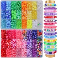 XSEINO 2600PCS Pony Beads, 47 Colors 9mm Friendship Bracelets Making Kit, Rai...