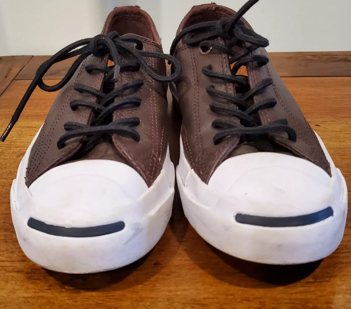 Men s Converse Jack Purcell Brown Signature Leather Shoes Size 6