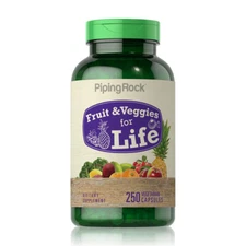 Fruits and Veggies Supplement | 250 Capsules | Non-GMO | by Piping Rock
