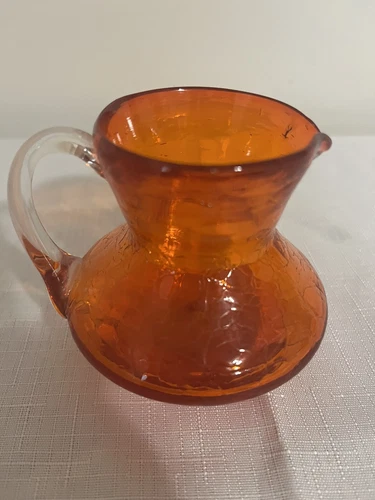 BLENKO ART GLASS TANGERINE AMBERINA PITCHER 5 3/4" EXCELLENT CONDITION!