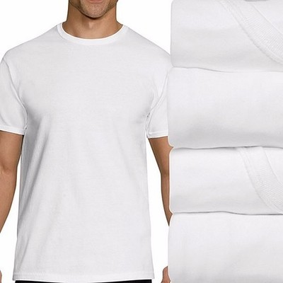 6-Pack Men's White  Cotton Crew Neck T-Shirts  Tagless ~ ~Lay Flat Collar 