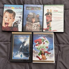 5 CHRISTMAS MOVIES (DVD Lot) Home Alone 1&2, Polar Express, Grinch, 4 Christmas