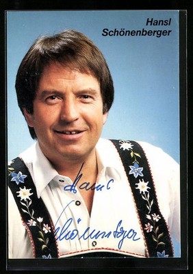 Ansichtskarte Musiker Hansi Schönenberger in Tracht, original Autograph 