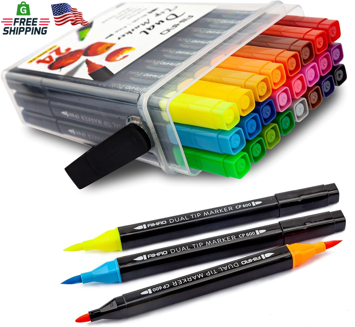 For Kids,washable Markers With Stand Portable Box,dual Tip S