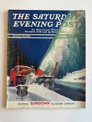 Saturday Evening Post Jan 18 1941 Vintage Magazine Snowplow Winter Cover