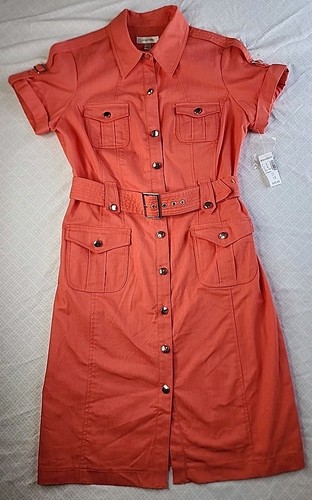 Dressbarn Shirtdress Belted Short Sleeves Botton Down Pockets Women's Size 12