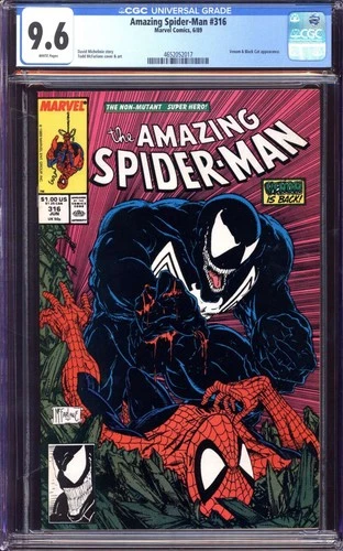 AMAZING SPIDER-MAN #316 CGC 9.6 WHITE PAGES // VENOM + BLACK CAT APP 1989