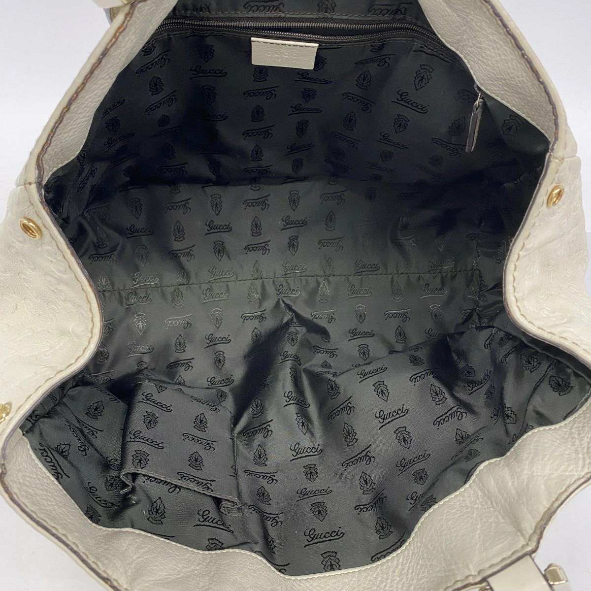 Gucci Guccissima Leather Tote Bag White Champagne Gold Made in Italy thumbnail 4