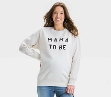 Isabel Maternity Sweatshirt XS Cream w/Black MAMA TO BE LS Crew Neck NWT 34.