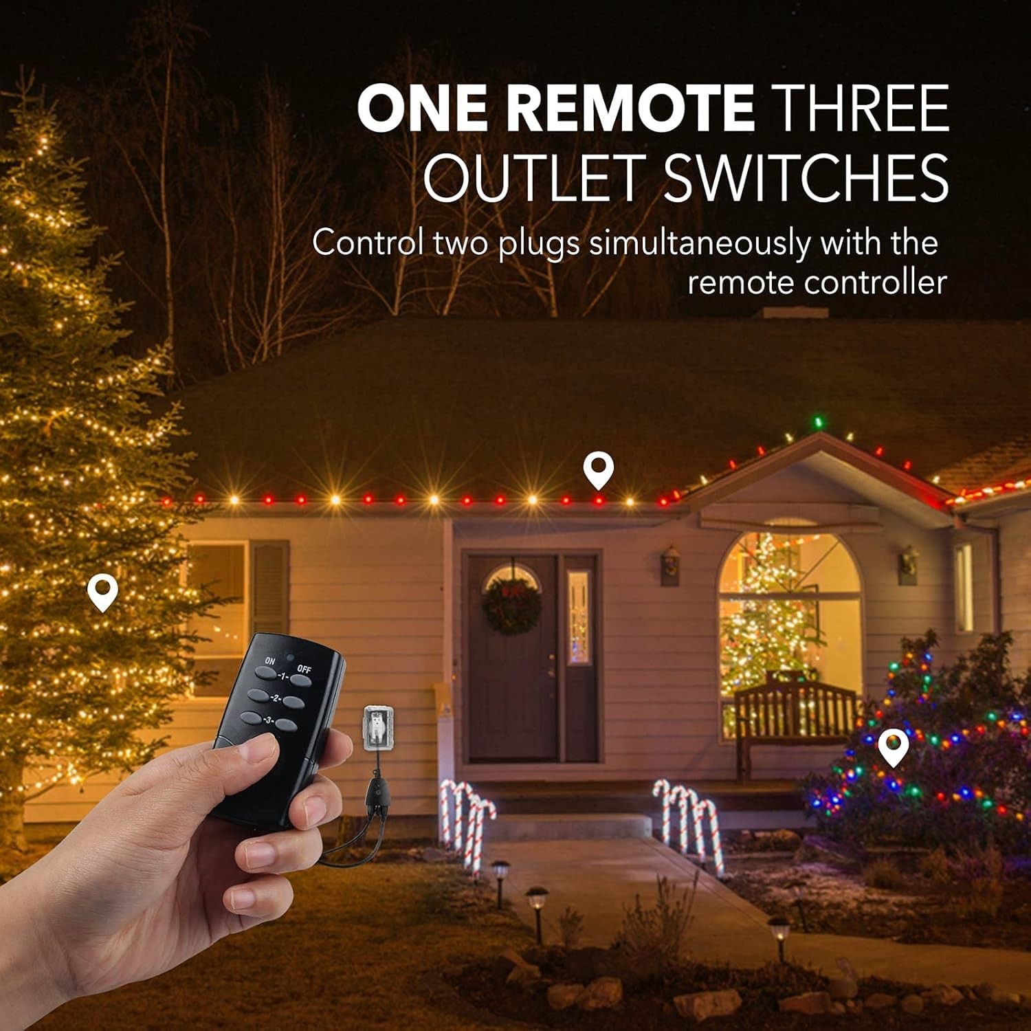 Outdoor Wireless Remote Control Outlet Plug,Weatherproof Heavy Duty Power Str...