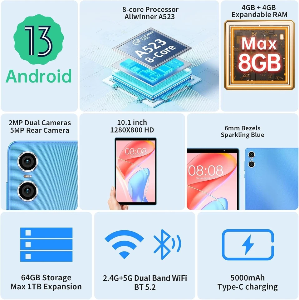 TABLET TECLAST P26T - 8 GB RAM - 128 GB ROM - 128 GB MICRO SD - Immagine 4 di 4