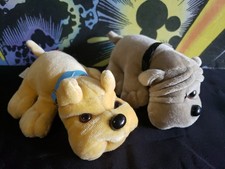 Vintage 1986 Kennel Kuddlees Plush Bull Dog 5" Puppy Tara Toy Gray Pink Collar