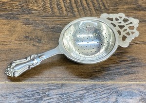 Silverplate Tea Strainer Victorian Style Ornate Handle Vintage
