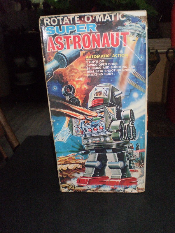 Vtg Horikawa Rotate-O-Matic SUPER ASTRONAUT Robot JAPAN Straco Box WORKING TIN