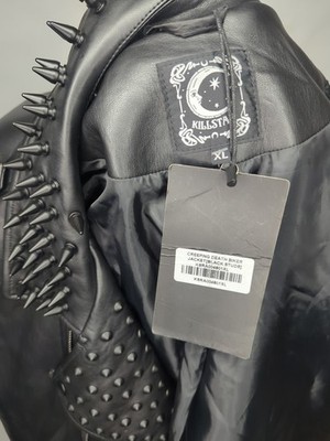 Killstar CREEPING DEATH Studded Spike Biker Jacket Vegan Leather