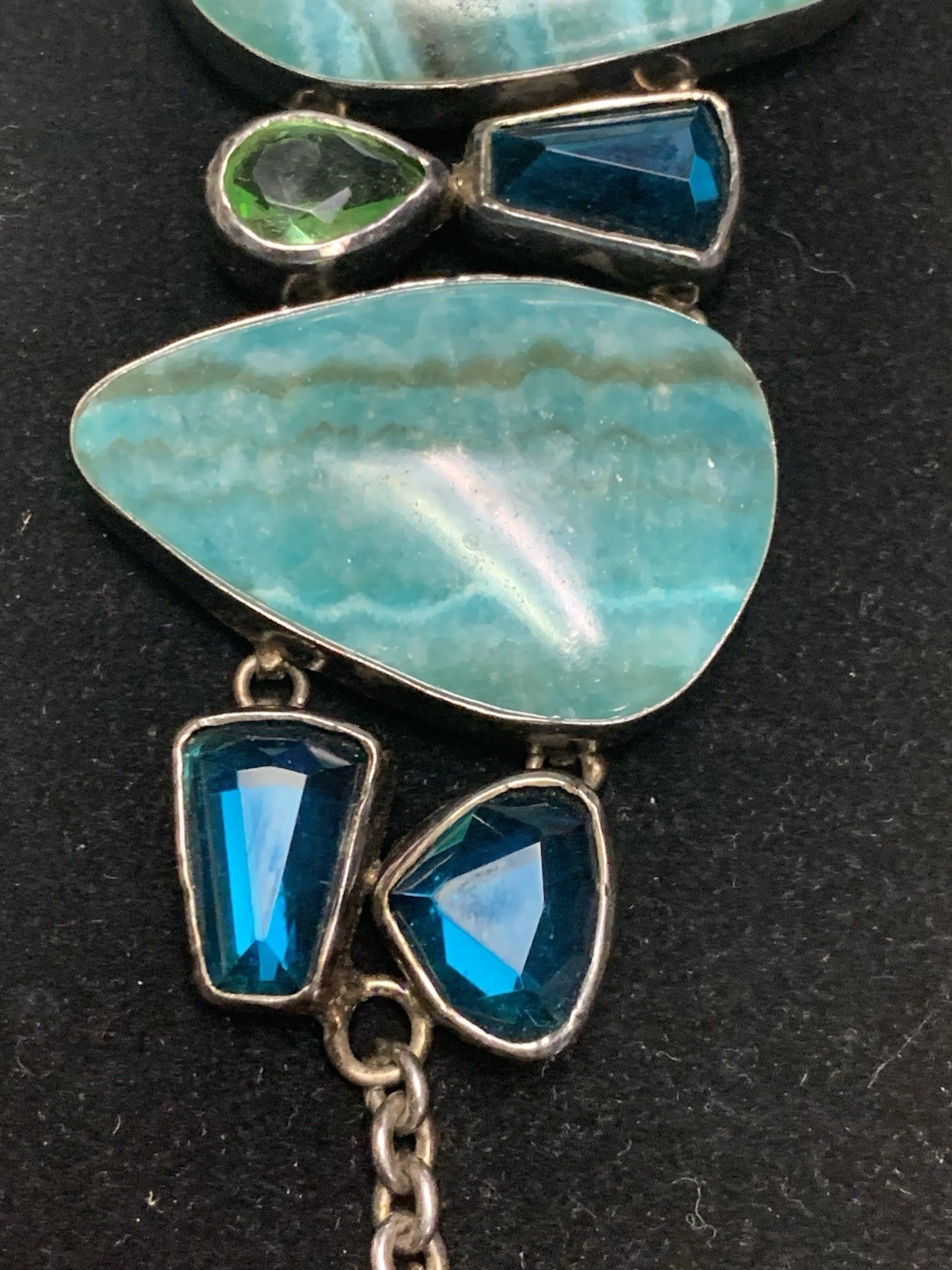 Handmade Statement Style Linked Multi-stone .925 … - image 3