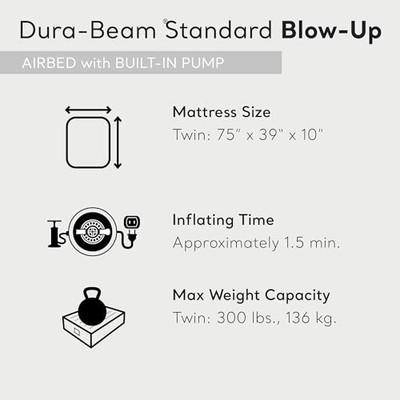 NAVY - INTEX DURA-BEAM STANDARD INFLATABLE 10'' TWIN SIZE MATRESS WITH BUILT IN