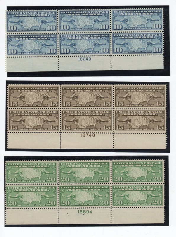 Airmail C7-9 Mint Never Hinged Plate Blocks of 6