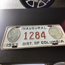 Plaque d'immatriculation inaugurale 1953 district de Columbia Ike/Nixon #1284