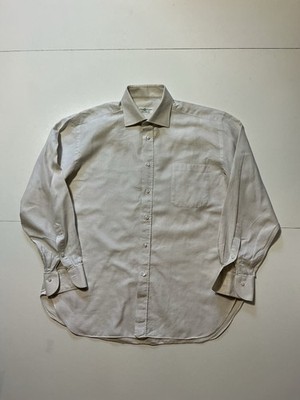 $475 Luigi Borrelli Handmade Made In Italy 100% Cotton Button Front Dress Shirt 