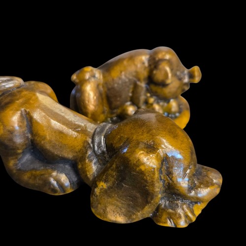 3 Handcrafted Figurines Sculpted Painted Wax 1.25"-2.5" Leprachaun Pig Dog - Picture 11 of 13