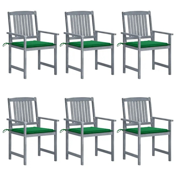 GartenstüHle Mit Kissen 6 StüCk Massivholz Akazie Grau Terrasse-image