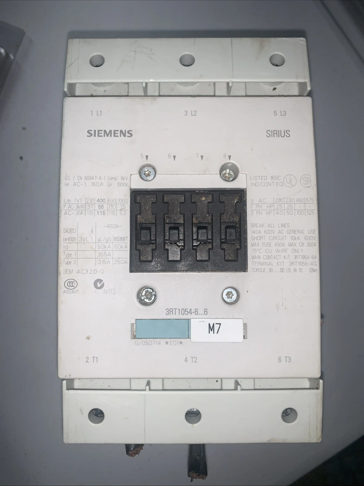 SIEMENS CONTACTOR 3RT1054-6...6