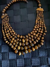 5 layer Tiger Eye Beaded Necklace. Genuine Stones with two silver beads.