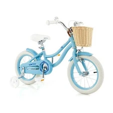 14-Inch Kids Bike with Training Wheels and Adjustable Handlebar Seat-Blue - Colo