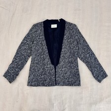 Sandro Paris Women Viscose Tweed Lightweight Open Front Jacket Black Gray 40 EU
