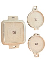 Vintage LintonWare Divided Serving Tray Set Beige Melamine Plates Mid Century Lo