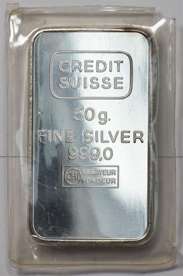 Silver Art Bar ASW 50g Proof Credit Suisse mint sealed BU0988