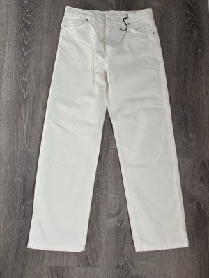 NWT Zara ZW Collection White Mid-Rise Straight Leg Cropped Jeans Size 4 (36)