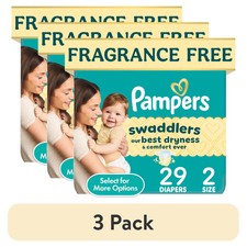 3 pack Pampers Swaddlers Fragrance Free Baby Diapers, Size 2, 29 Count Select