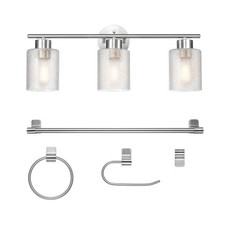 Brushed Nickel 5 Piece Bathroom Fixture Set with Vanity Light Towel Bar Hook ...