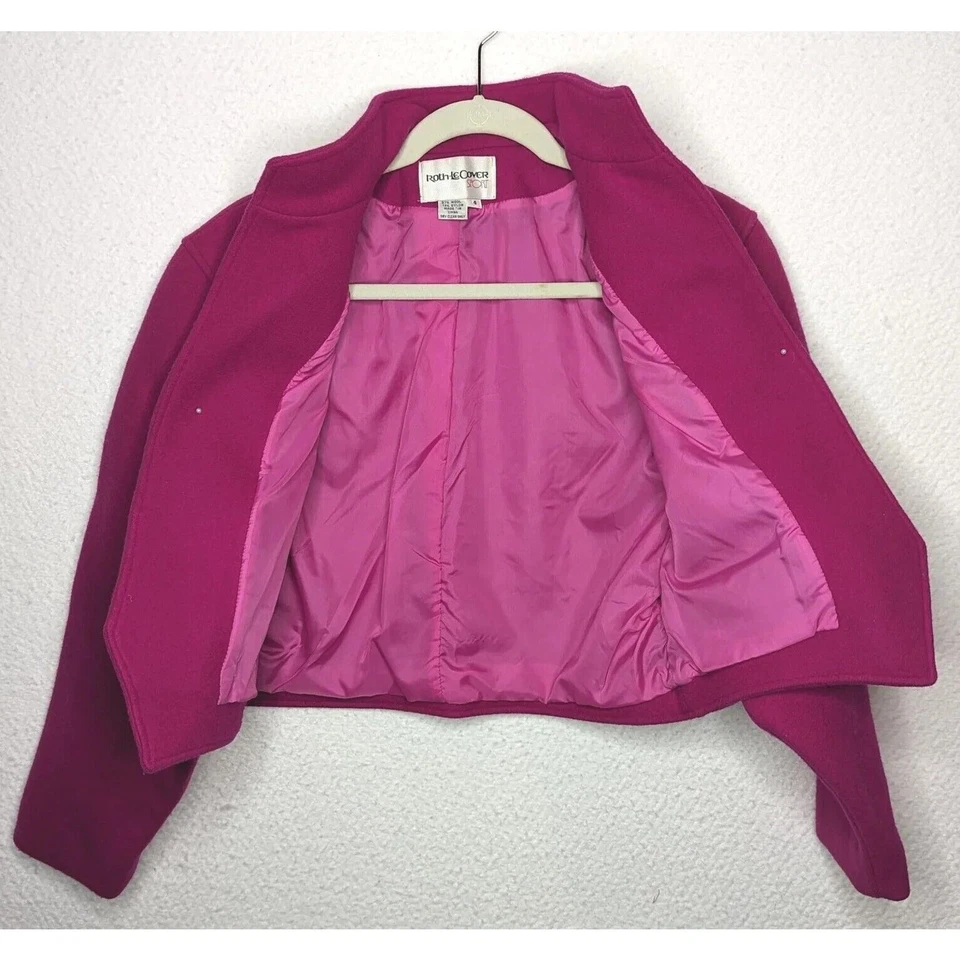 Blazer corto de colección años 90 rosa intenso talla 4 mezcla de lana Roth Le Cover chaqueta deportiva de diseñador Foto 3 de 4