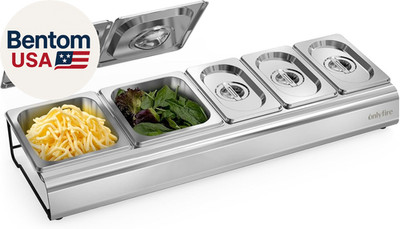 Onlyfire Pizza Topping Station, Stainless Steel Condiment Seasoning Containers w