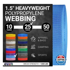 Strapworks Heavyweight Polypropylene Webbing 1.5"x25yd Outdoor DIY Repair Powder