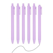 6 Pack Retractable Pens 0.5mm, Black Gel Ink for Office, Light Purple