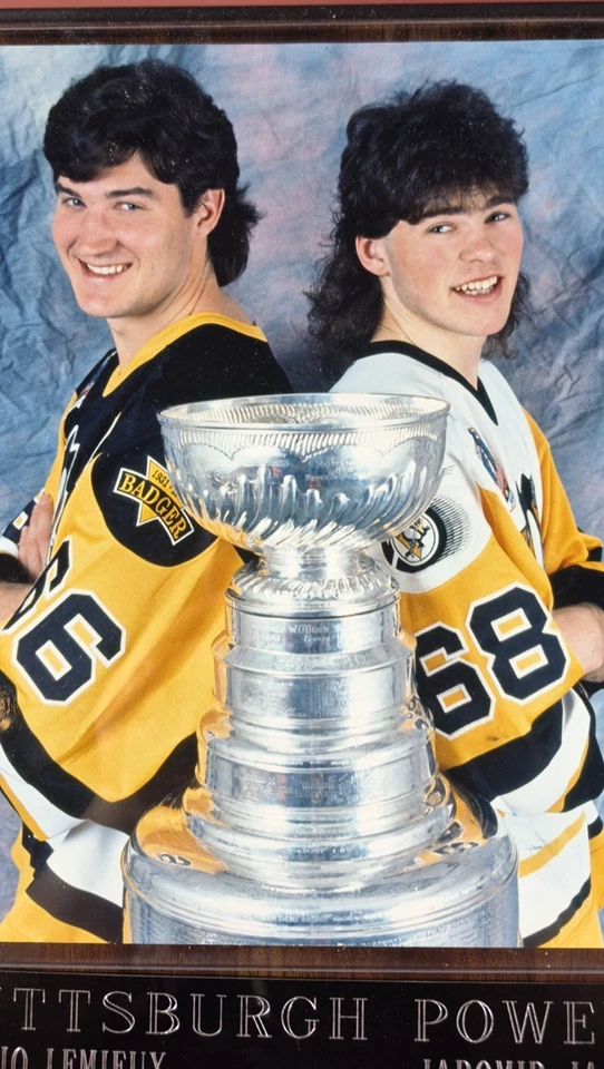 Pittsburgh Penguins Power Mario Lemiux Jaromir Jagr Stanley Cup Enmarcado Madera Plus Foto 4 de 4