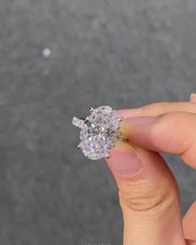 6.30Ct Oval Cut 18k White Gold Lab Grown Diamond/CVD Women's Engagement Ring