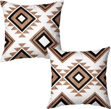 Aztec Throw Pillow Covers 18 x 18 Inch Black and Brown Western Boho Decorative