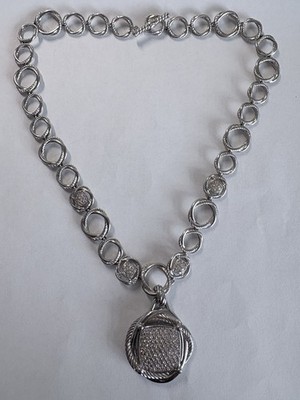 Authentische David Yurman Sterlingsilber Pavé Diamant Madison Gliederkette 925