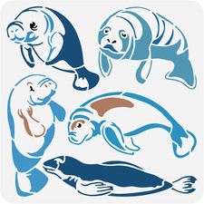 BENECREAT Manatee Plastic Stencil, 12x12" Animal Themed Reusable