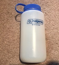 Nalgene Water Bottle Clear With Blue - 32 oz Wide Mouth