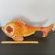 LARGE 25" VINTAGE 1968-1975 STEIFF GOLD RED FISH "FLOSSY" w/ BUTTON