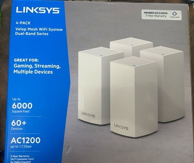 Linksys Velop 4 Pack AC1200 Dual Band Mesh WiFi System - Great Condition