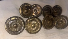 Antique Hepplewhite Sheraton Colonial Brass Hardware Drop Ring Pulls Set Of 8