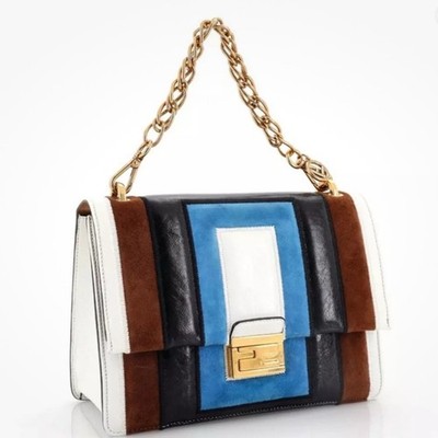NWT Fendi Kan U Leather and Suede Bag -- White Sea