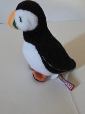 Douglas Plush Puffin Bird Stuffed Animal Toy White Orange 7"